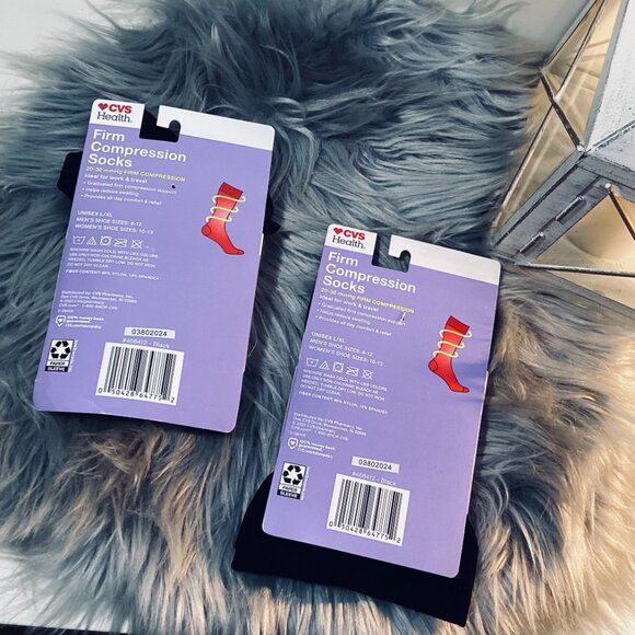 2 Pairs of Unisex CVS Firm Compression Socks Over the Calf Length - Picture 2 of 2